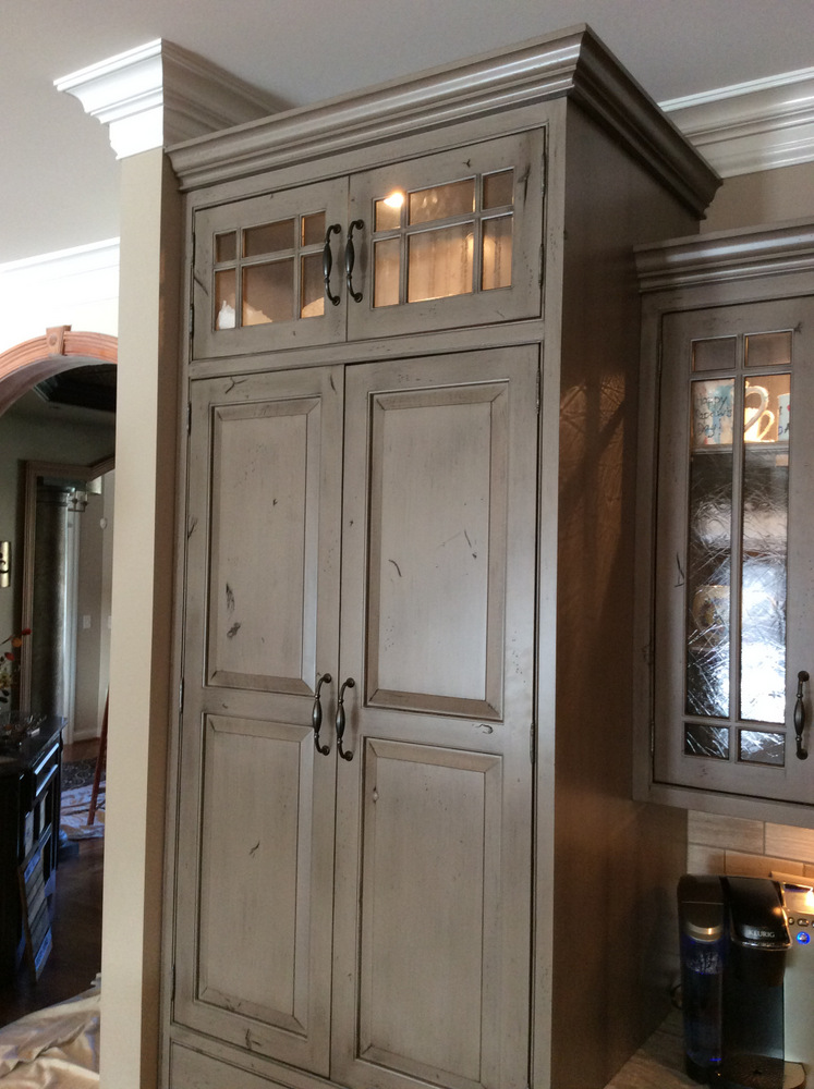 Stained Older Cabinets Refinished With Distressed Paint Glaze 2
